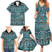 Maori Matariki Family Matching Summer Maxi Dress and Hawaiian Shirt Green Galaxy Aesthetic Koru Art