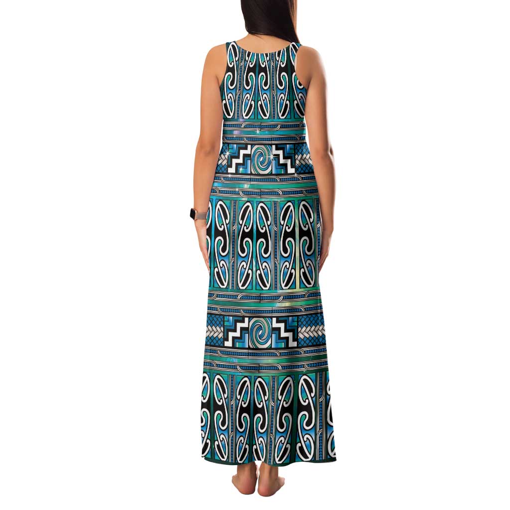 Maori Matariki Family Matching Tank Maxi Dress and Hawaiian Shirt Green Galaxy Aesthetic Koru Art