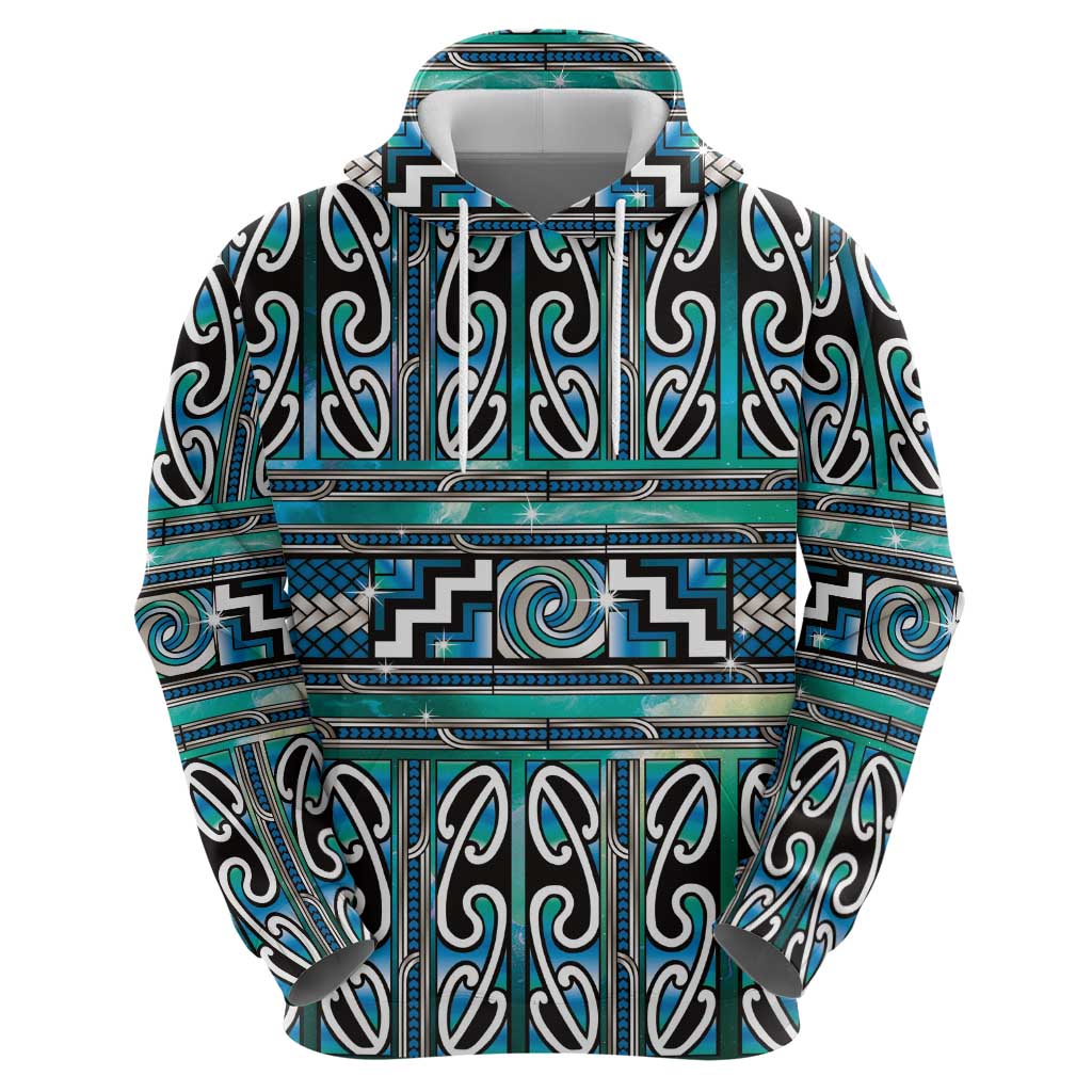 Maori Matariki Hoodie Green Galaxy Aesthetic Koru Art LT01 - Polynesian Pride