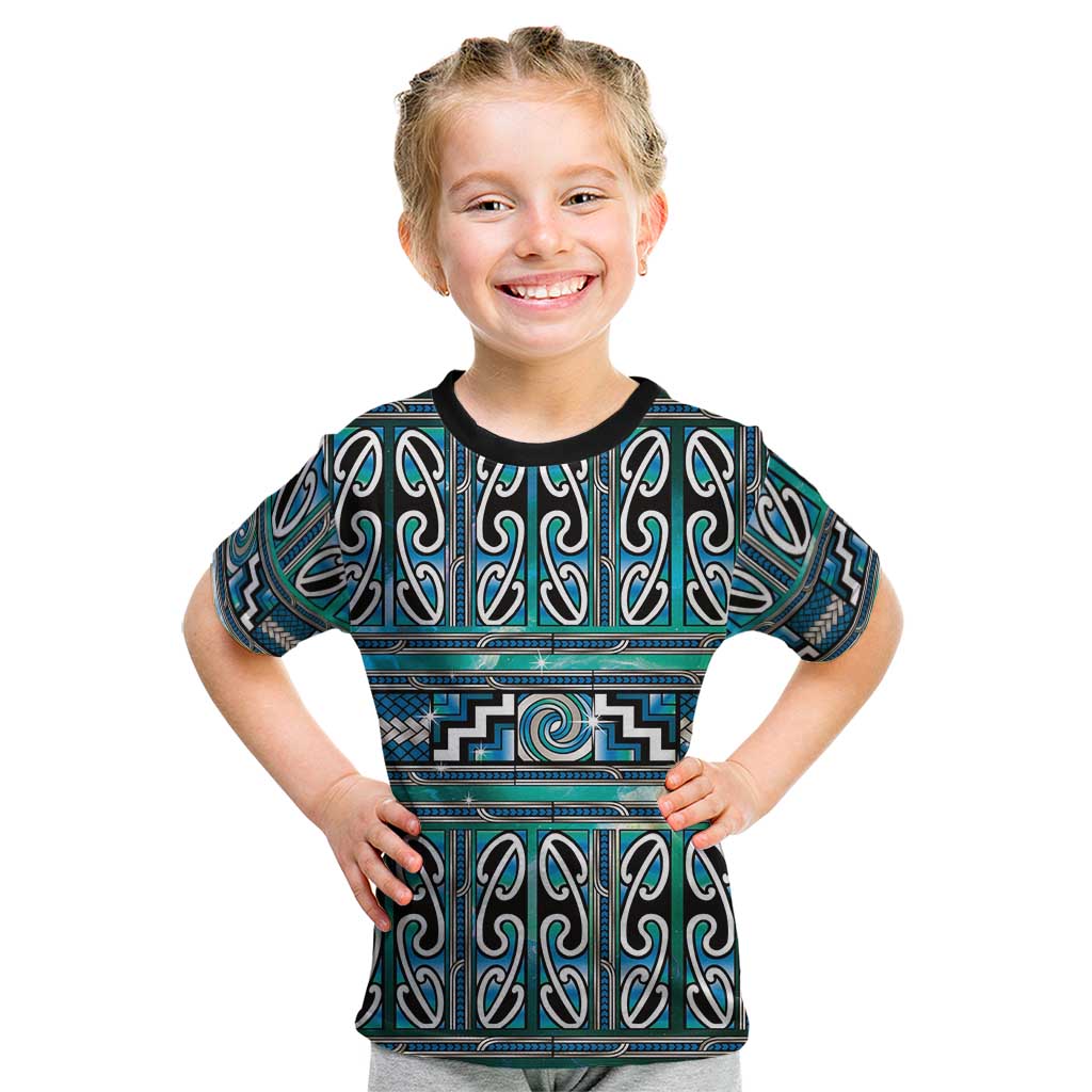 Maori Matariki Kid T Shirt Green Galaxy Aesthetic Koru Art LT01 Green - Polynesian Pride