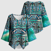 Maori Matariki Kimono Sleeve Blouse Green Galaxy Aesthetic Koru Art LT01 - Polynesian Pride