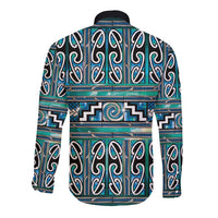 Maori Matariki Long Sleeve Button Shirt Green Galaxy Aesthetic Koru Art LT01 - Polynesian Pride