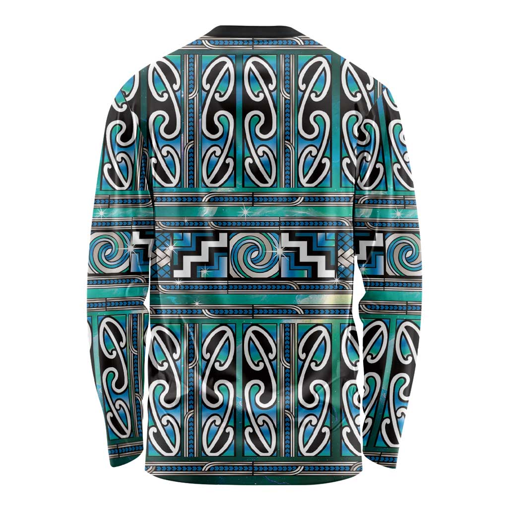 Maori Matariki Long Sleeve Shirt Green Galaxy Aesthetic Koru Art LT01 - Polynesian Pride