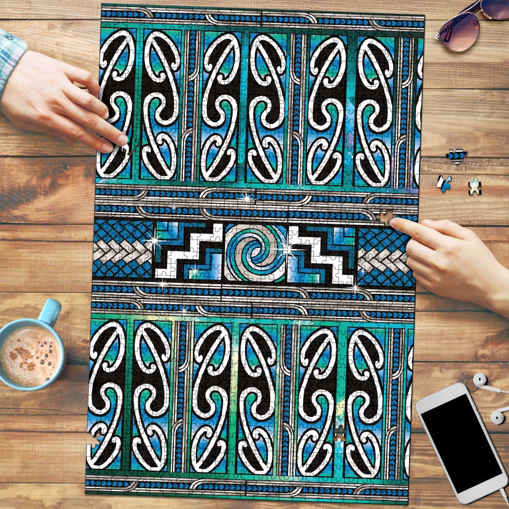 Maori Matariki Puzzle Green Galaxy Aesthetic Koru Art LT01 Green - Polynesian Pride