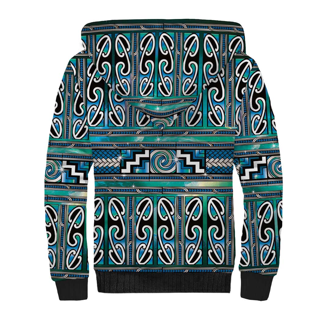 Maori Matariki Sherpa Hoodie Green Galaxy Aesthetic Koru Art