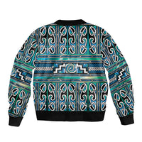 Maori Matariki Sleeve Zip Bomber Jacket Green Galaxy Aesthetic Koru Art LT01 - Polynesian Pride