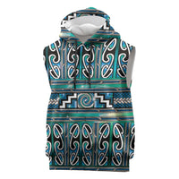 Maori Matariki Sleeveless Hoodie Green Galaxy Aesthetic Koru Art LT01 Green - Polynesian Pride