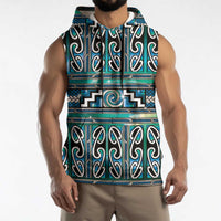 Maori Matariki Sleeveless Hoodie Green Galaxy Aesthetic Koru Art LT01 - Polynesian Pride