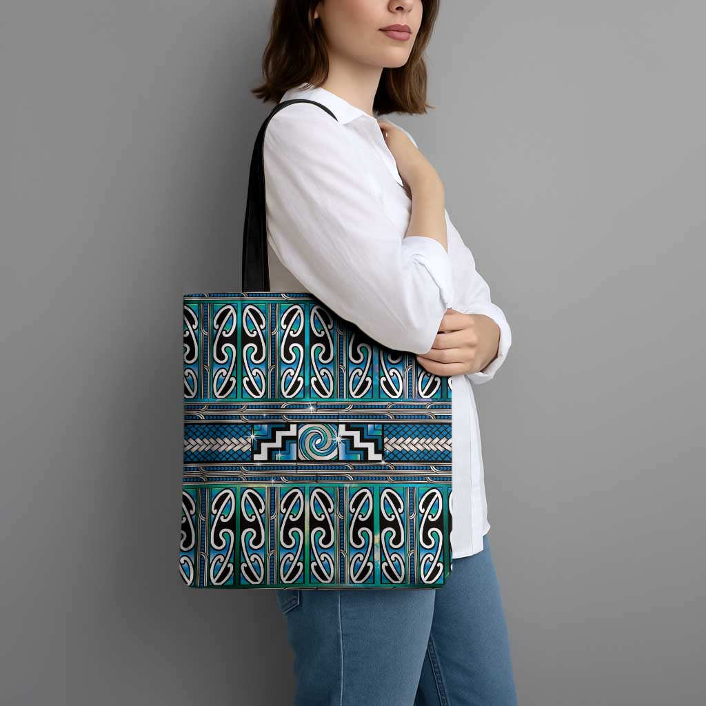 Maori Matariki Tote Bag Green Galaxy Aesthetic Koru Art LT01 - Polynesian Pride