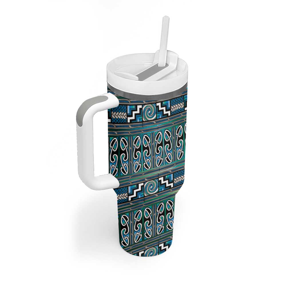 Maori Matariki Tumbler With Handle Green Galaxy Aesthetic Koru Art LT01 - Polynesian Pride
