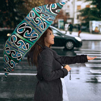 Maori Matariki Umbrella Green Galaxy Aesthetic Koru Art LT01 - Polynesian Pride