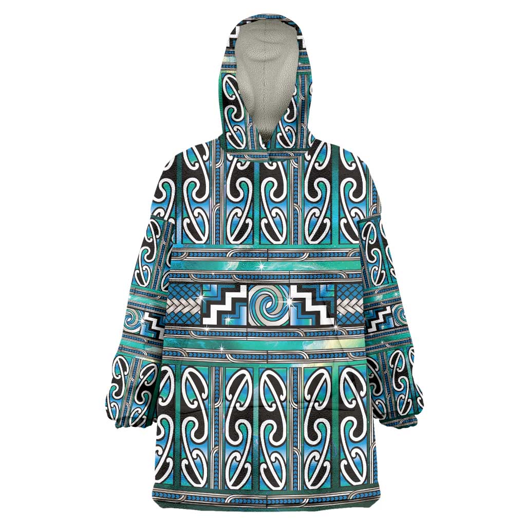 Maori Matariki Wearable Blanket Hoodie Green Galaxy Aesthetic Koru Art LT01 One Size Green - Polynesian Pride