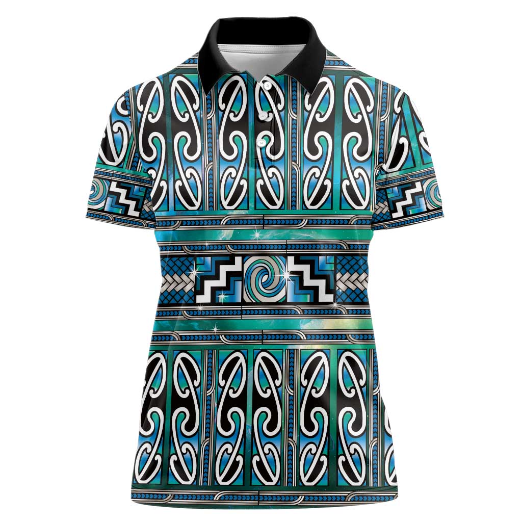 Maori Matariki Women Polo Shirt Green Galaxy Aesthetic Koru Art LT01 Female Green - Polynesian Pride