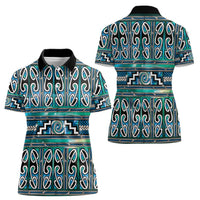 Maori Matariki Women Polo Shirt Green Galaxy Aesthetic Koru Art LT01 - Polynesian Pride
