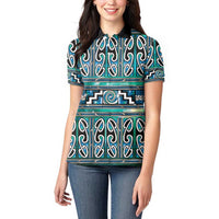 Maori Matariki Women Polo Shirt Green Galaxy Aesthetic Koru Art LT01 - Polynesian Pride