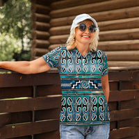 Maori Matariki Women Polo Shirt Green Galaxy Aesthetic Koru Art LT01 - Polynesian Pride