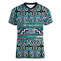Maori Matariki Women V-Neck T-Shirt Green Galaxy Aesthetic Koru Art LT01 Female Green - Polynesian Pride
