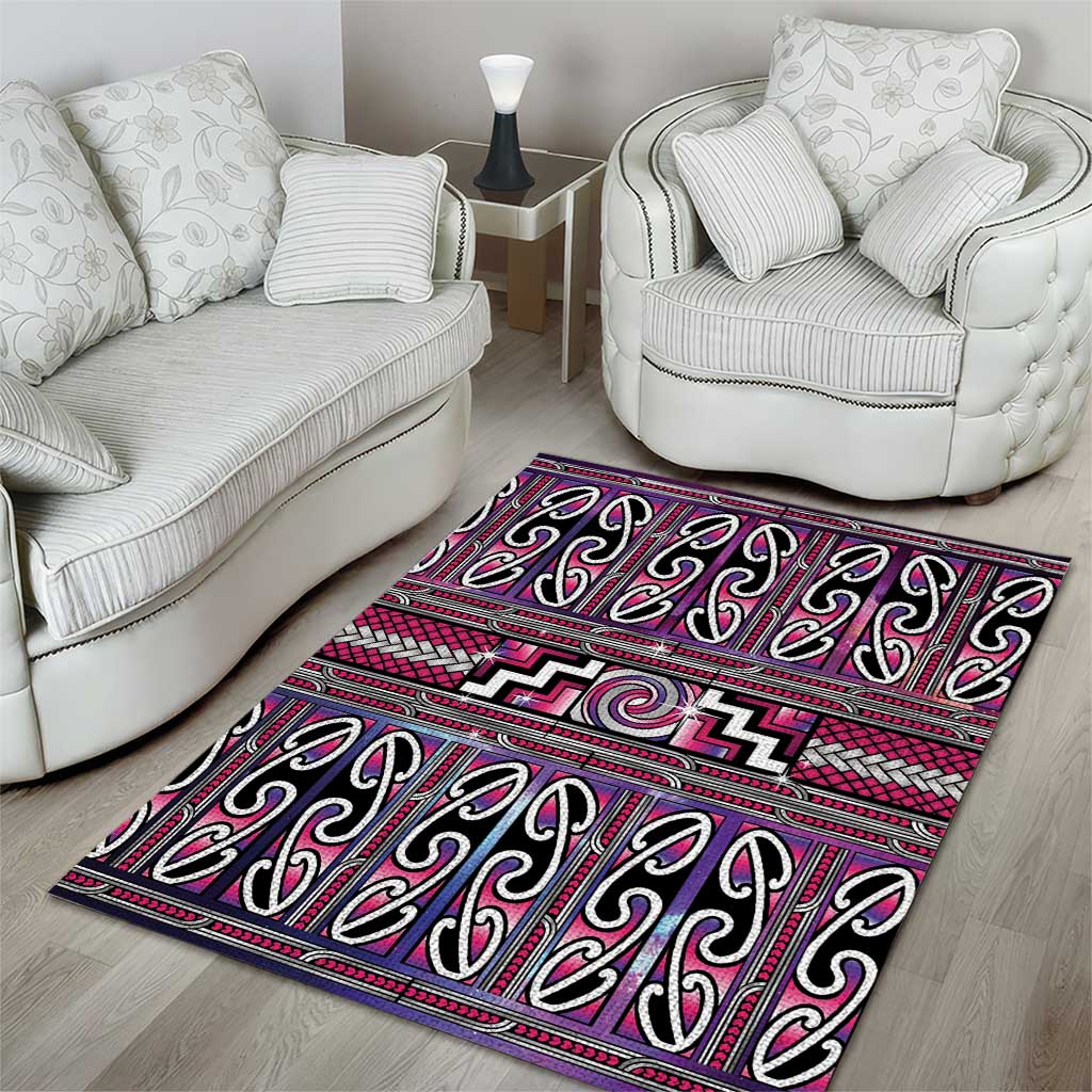 Maori Matariki Area Rug Pink Galaxy Aesthetic Koru Art LT01 - Polynesian Pride