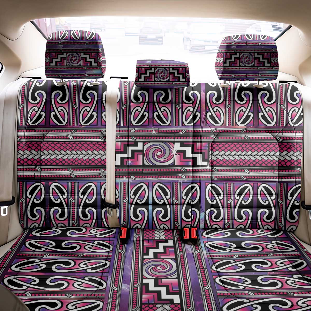 Maori Matariki Back Car Seat Cover Pink Galaxy Aesthetic Koru Art LT01 - Polynesian Pride