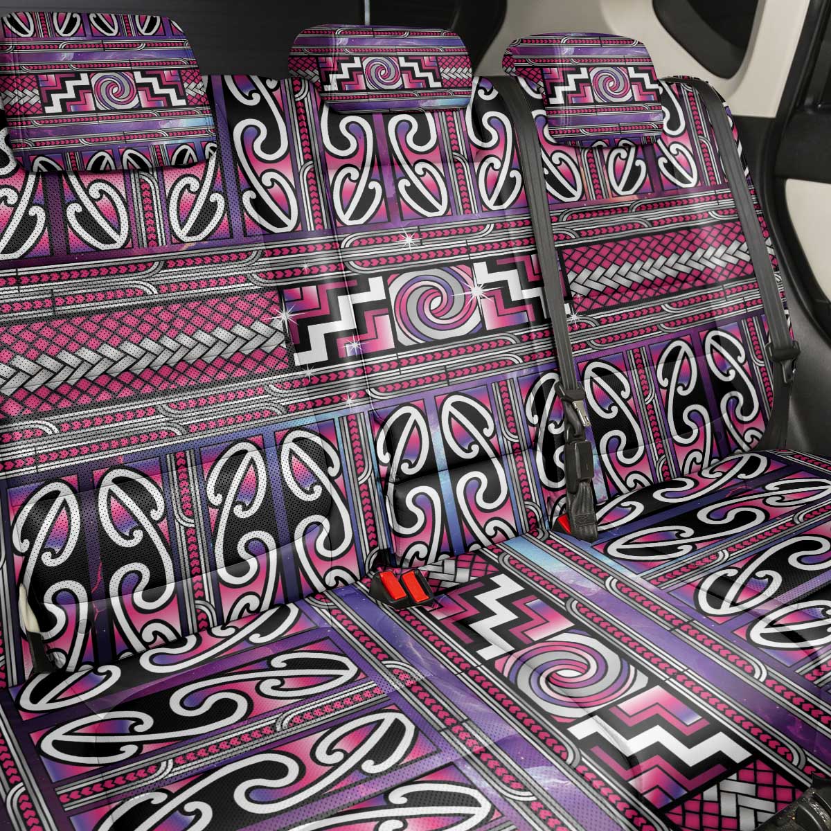 Maori Matariki Back Car Seat Cover Pink Galaxy Aesthetic Koru Art LT01 - Polynesian Pride