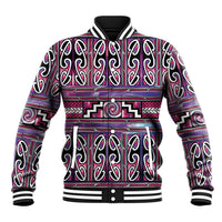 Maori Matariki Baseball Jacket Pink Galaxy Aesthetic Koru Art LT01 Unisex Pink - Polynesian Pride