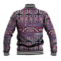Maori Matariki Baseball Jacket Pink Galaxy Aesthetic Koru Art LT01 - Polynesian Pride