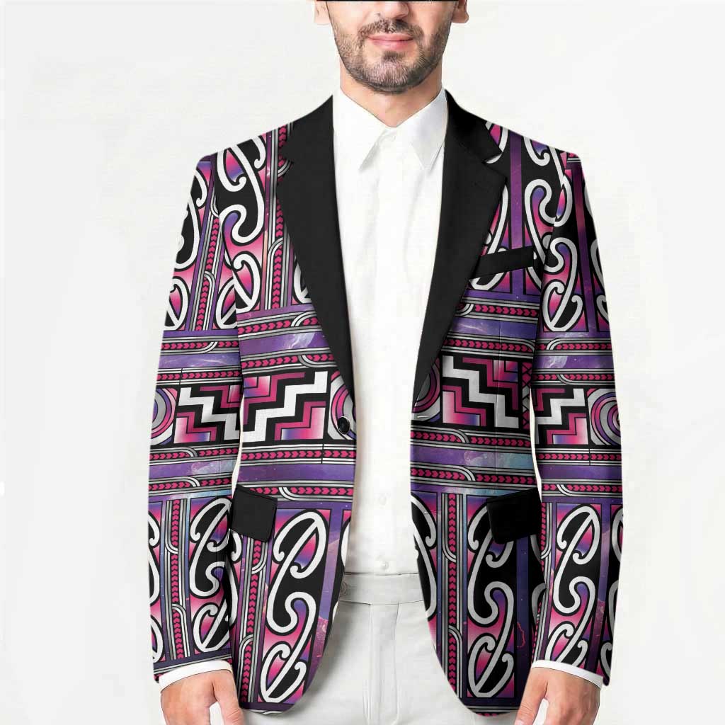 Maori Matariki Blazer Pink Galaxy Aesthetic Koru Art LT01 - Polynesian Pride