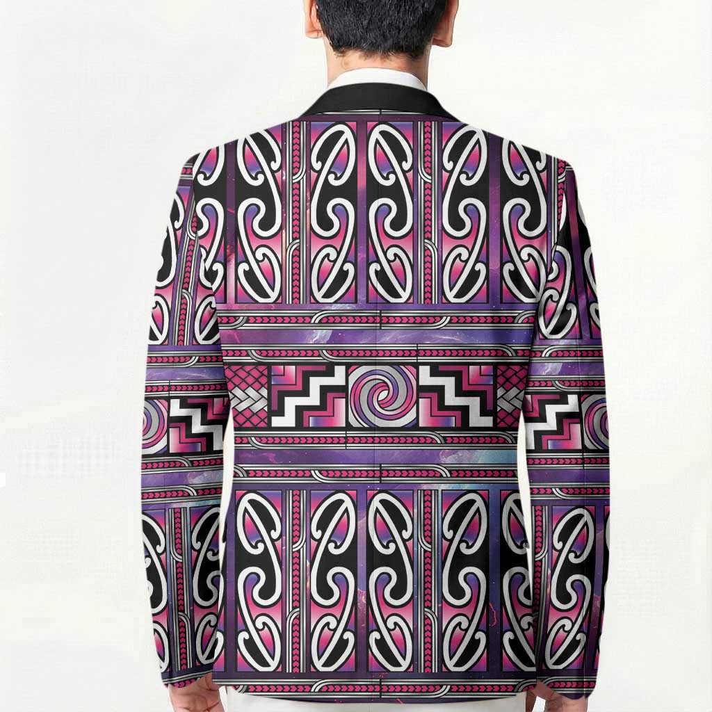 Maori Matariki Blazer Pink Galaxy Aesthetic Koru Art LT01 - Polynesian Pride