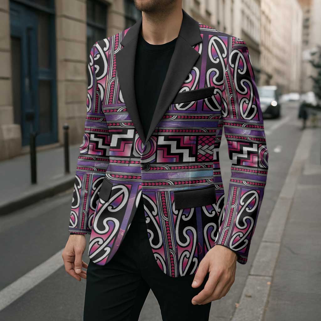 Maori Matariki Blazer Pink Galaxy Aesthetic Koru Art LT01 - Polynesian Pride