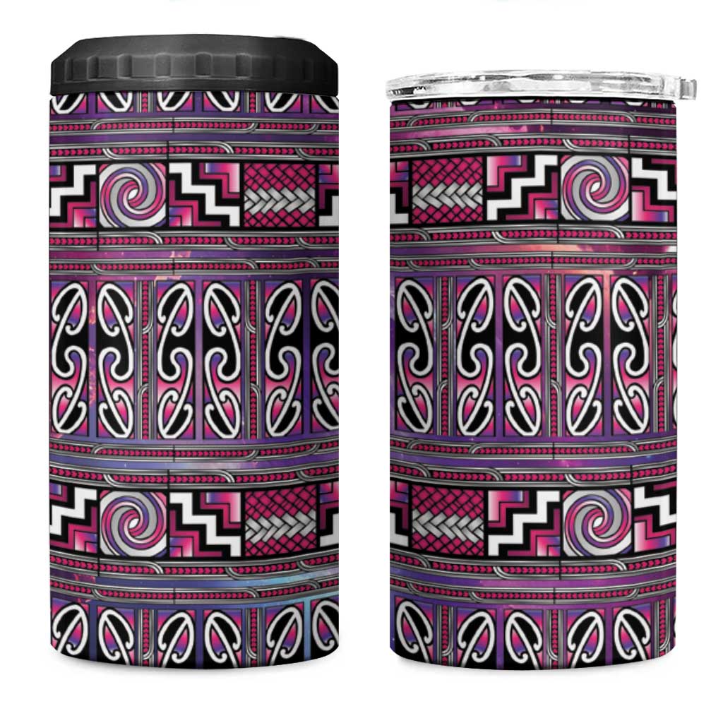 Maori Matariki 4 in 1 Can Cooler Tumbler Pink Galaxy Aesthetic Koru Art LT01 One Size: 16 oz Pink - Polynesian Pride