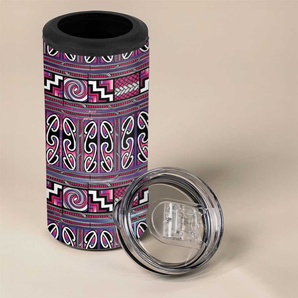 Maori Matariki 4 in 1 Can Cooler Tumbler Pink Galaxy Aesthetic Koru Art LT01 - Polynesian Pride