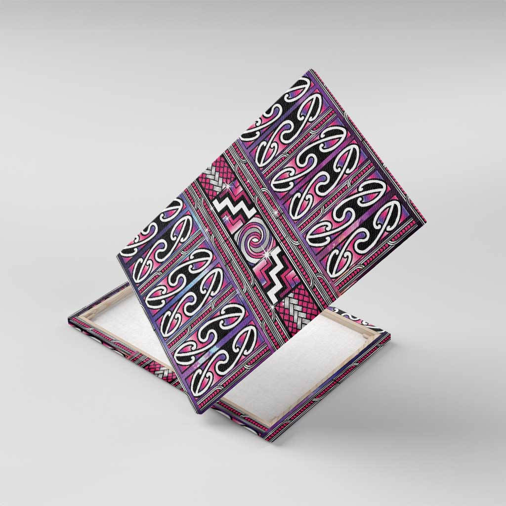 Maori Matariki Canvas Wall Art Pink Galaxy Aesthetic Koru Art LT01 With Frame Pink - Polynesian Pride