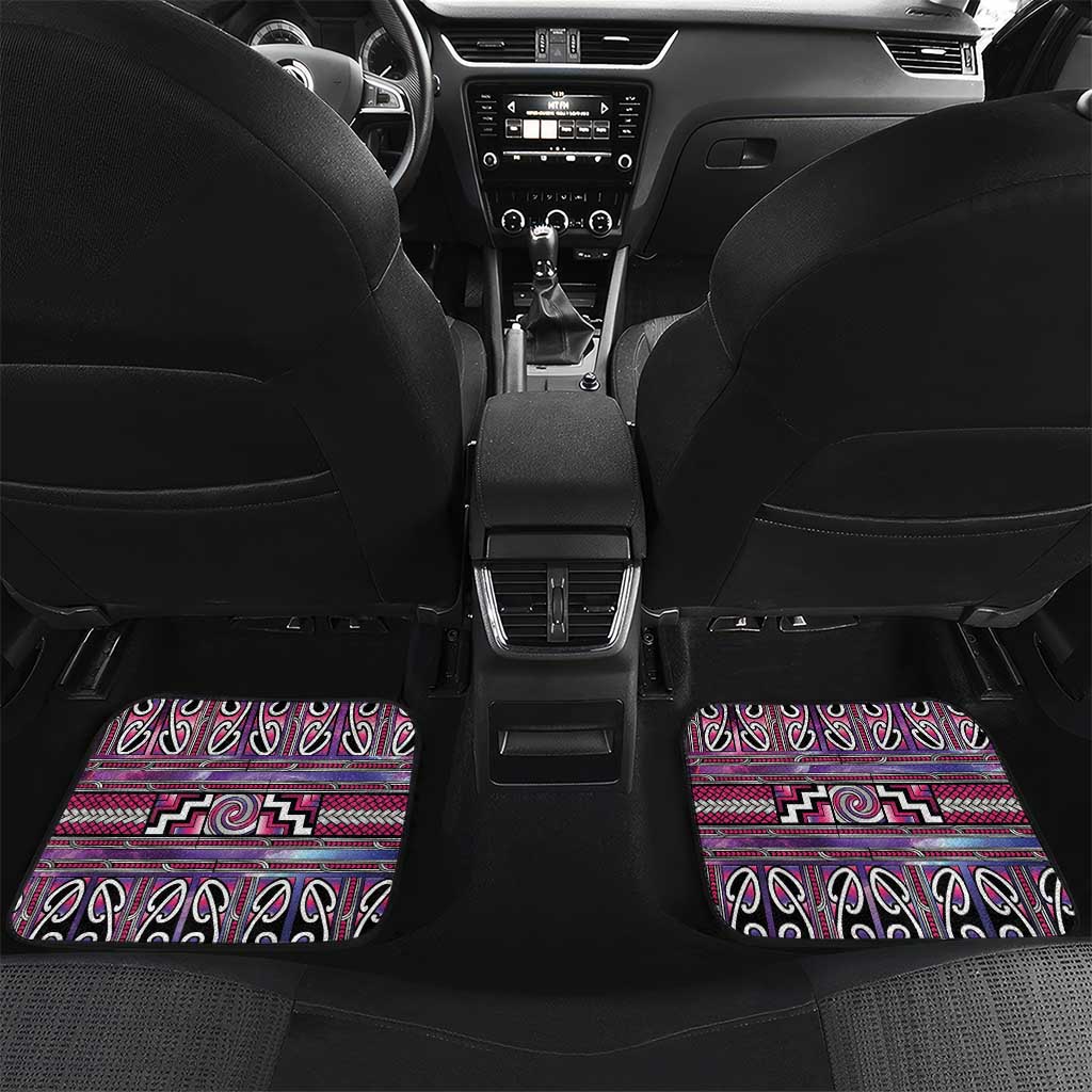 Maori Matariki Car Mats Pink Galaxy Aesthetic Koru Art LT01 Set 2pcs - Back Pink - Polynesian Pride