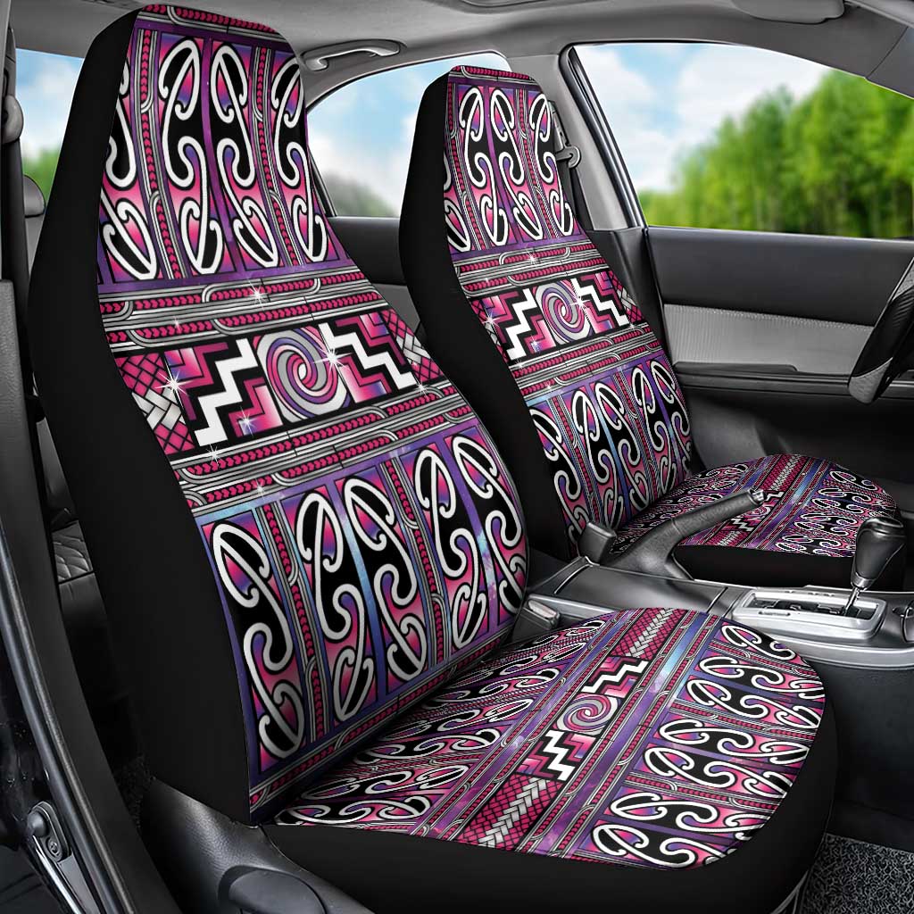 Maori Matariki Car Seat Cover Pink Galaxy Aesthetic Koru Art LT01 - Polynesian Pride