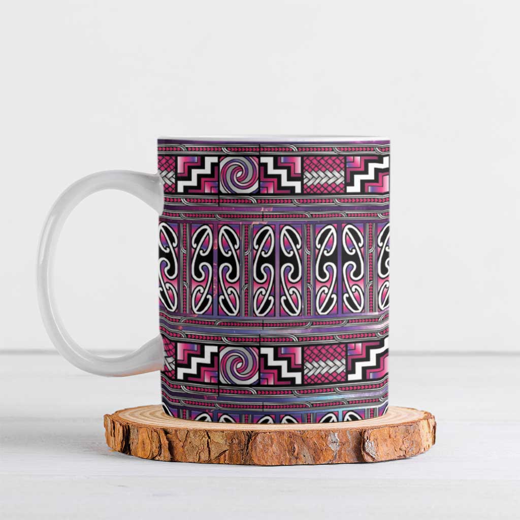 Maori Matariki Ceramic Mug Pink Galaxy Aesthetic Koru Art