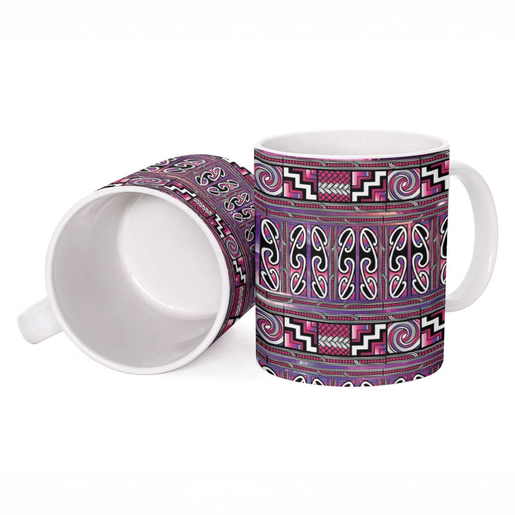 Maori Matariki Ceramic Mug Pink Galaxy Aesthetic Koru Art