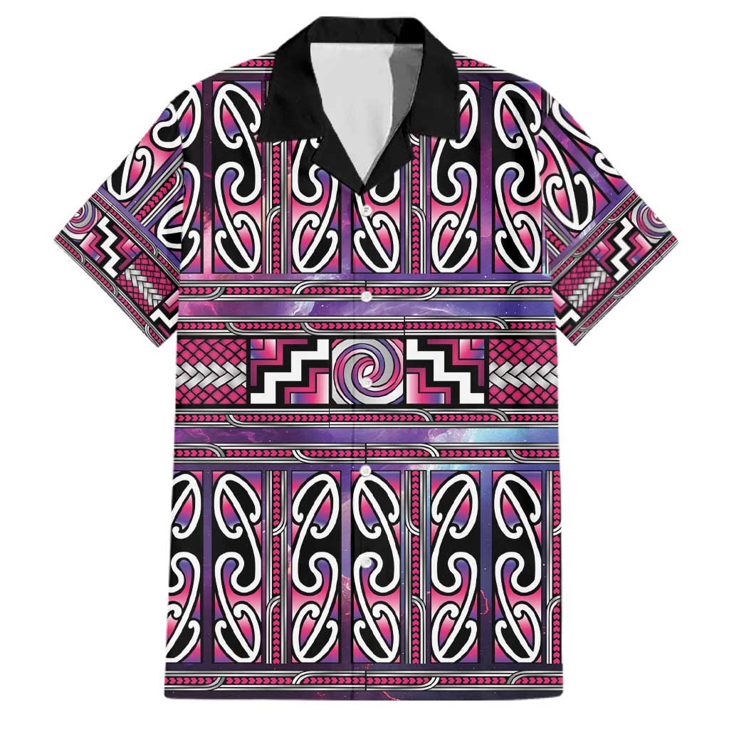 Maori Matariki Family Matching Summer Maxi Dress and Hawaiian Shirt Pink Galaxy Aesthetic Koru Art