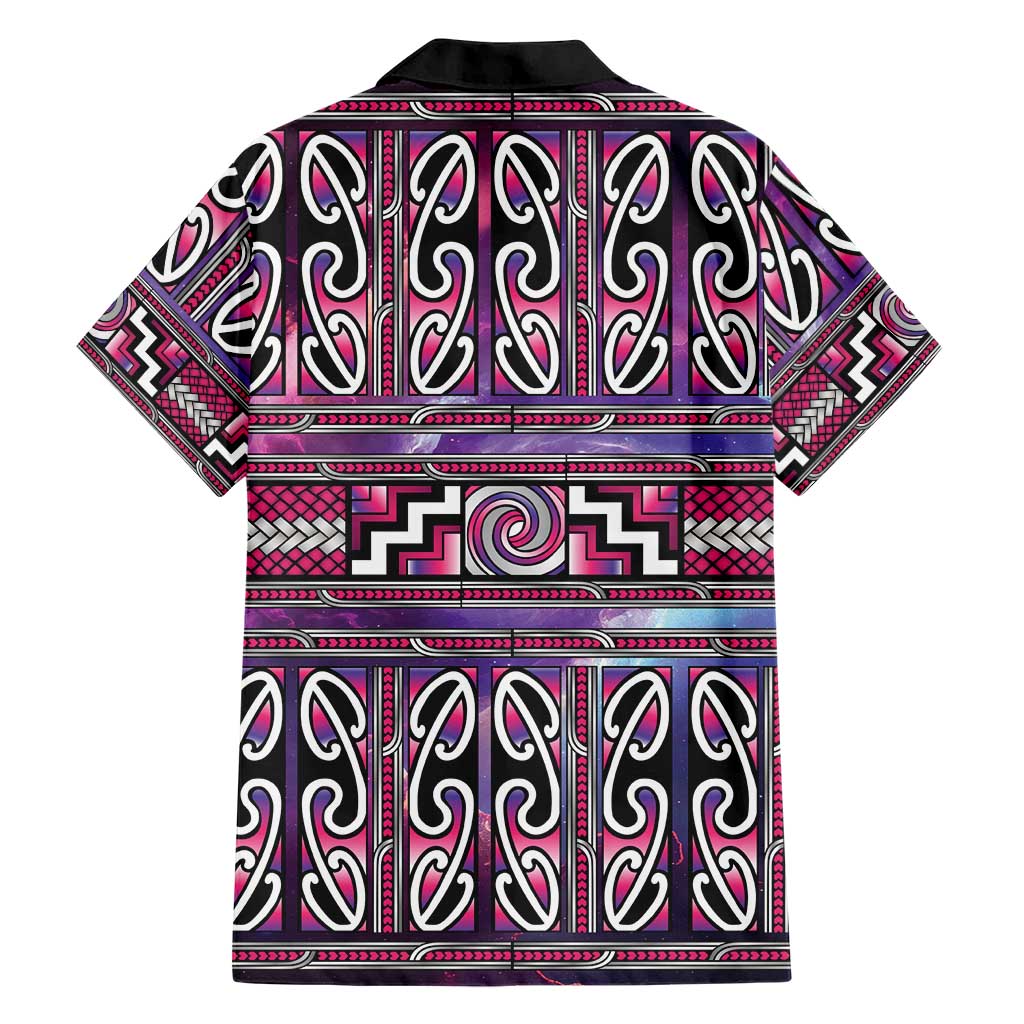 Maori Matariki Family Matching Summer Maxi Dress and Hawaiian Shirt Pink Galaxy Aesthetic Koru Art