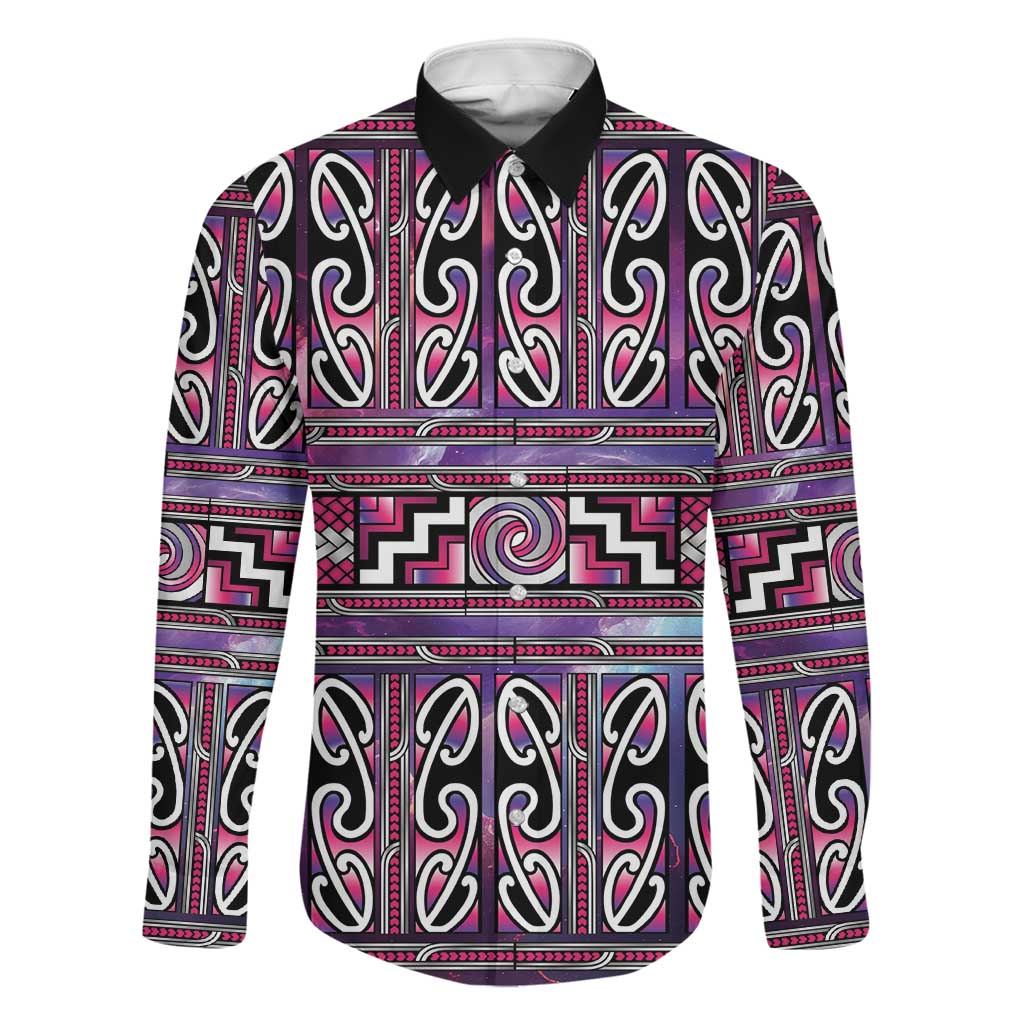 Maori Matariki Family Matching Tank Maxi Dress and Hawaiian Shirt Pink Galaxy Aesthetic Koru Art
