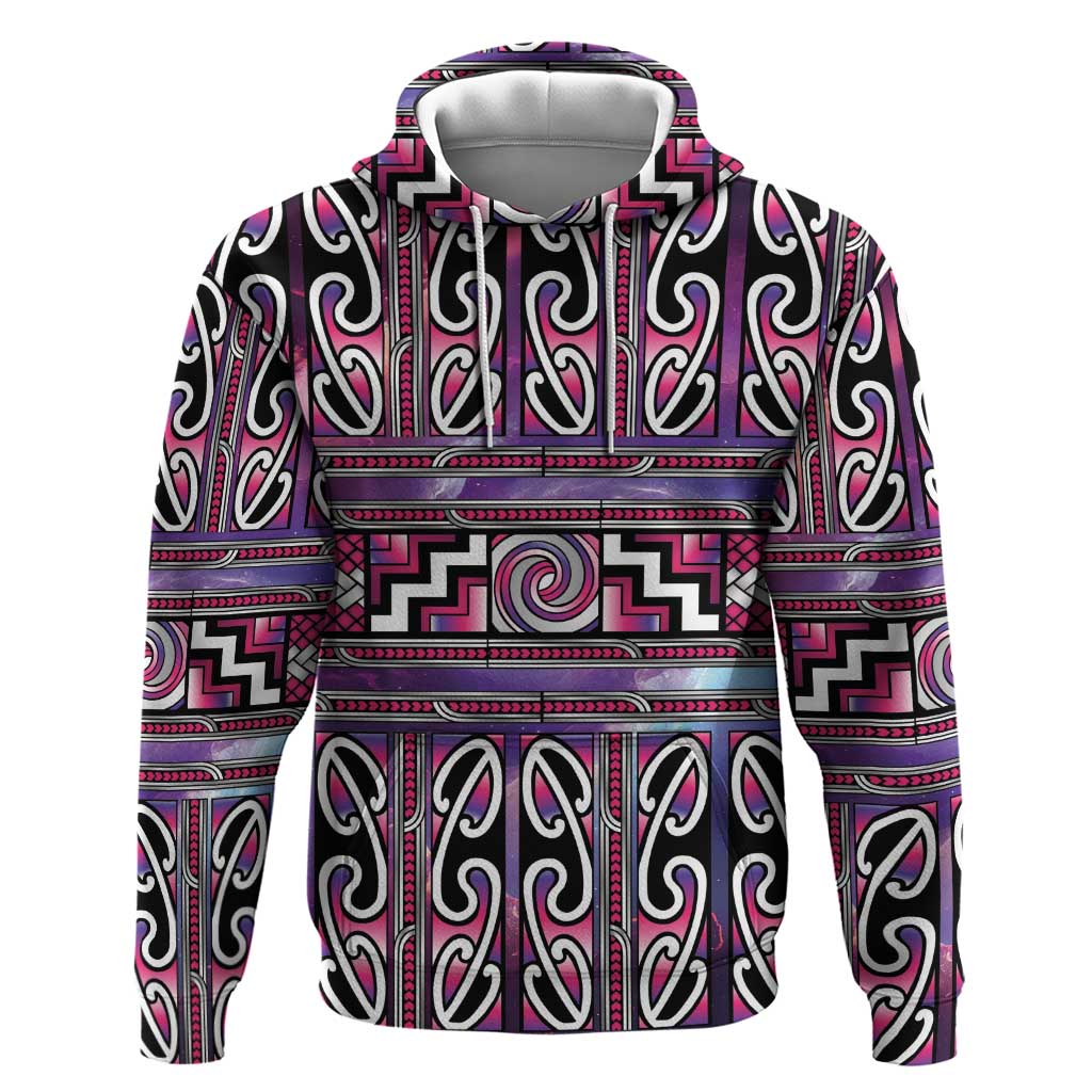 Maori Matariki Hoodie Pink Galaxy Aesthetic Koru Art LT01 Pullover Hoodie Pink - Polynesian Pride