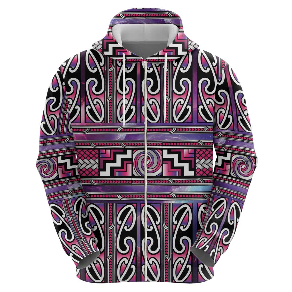 Maori Matariki Hoodie Pink Galaxy Aesthetic Koru Art LT01 - Polynesian Pride