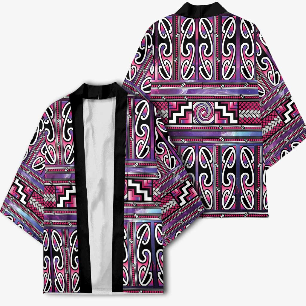 Maori Matariki Kimono Pink Galaxy Aesthetic Koru Art LT01 - Polynesian Pride