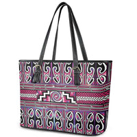 Maori Matariki Leather Tote Bag Pink Galaxy Aesthetic Koru Art LT01 - Polynesian Pride
