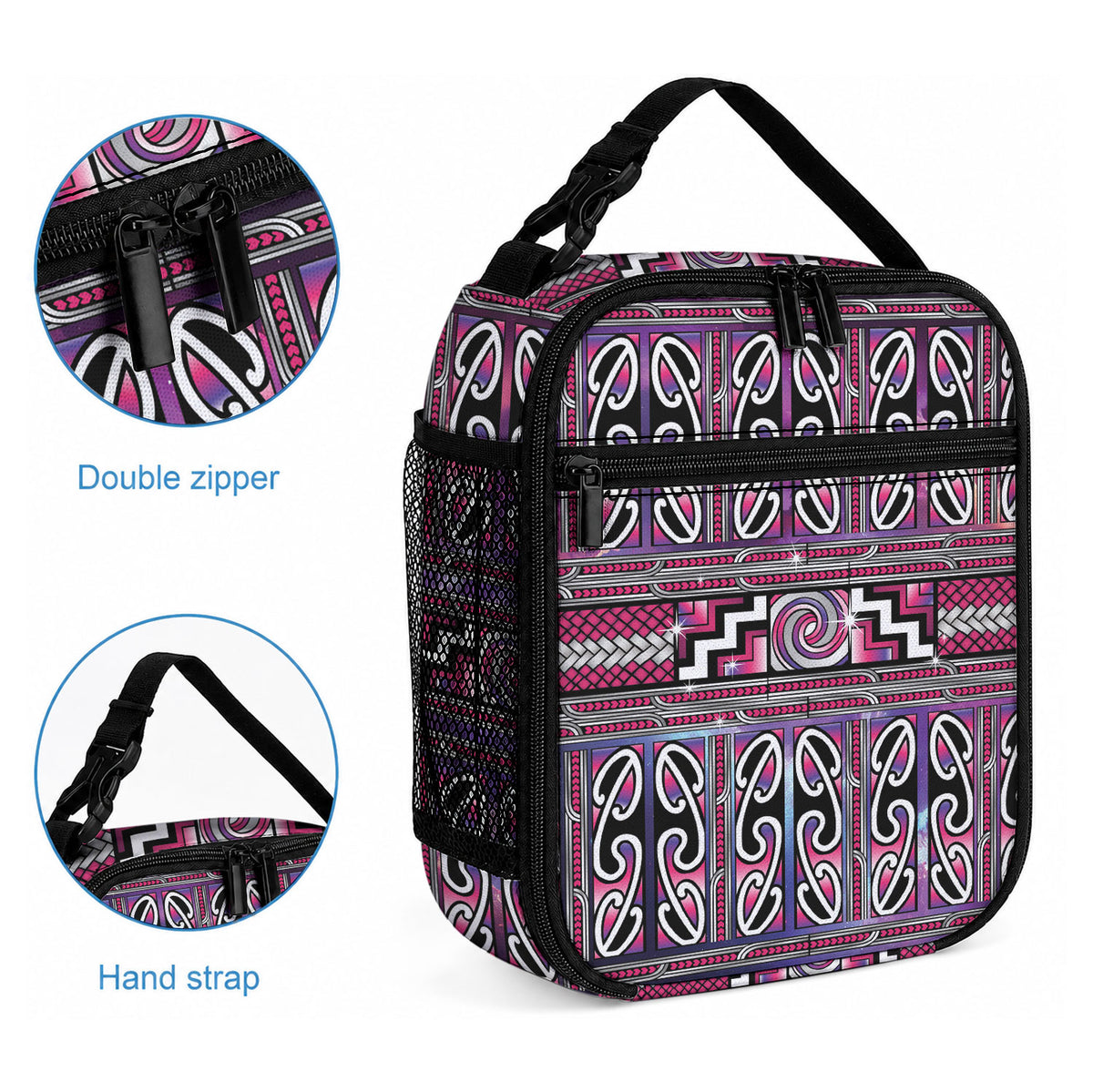 Maori Matariki Lunch Bag Pink Galaxy Aesthetic Koru Art LT01 - Polynesian Pride