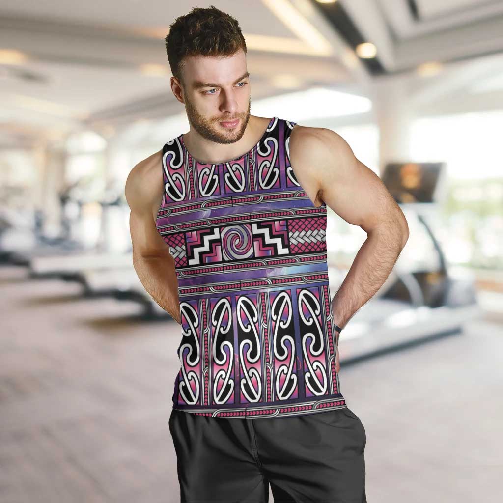 Maori Matariki Men Tank Top Pink Galaxy Aesthetic Koru Art LT01 Pink - Polynesian Pride