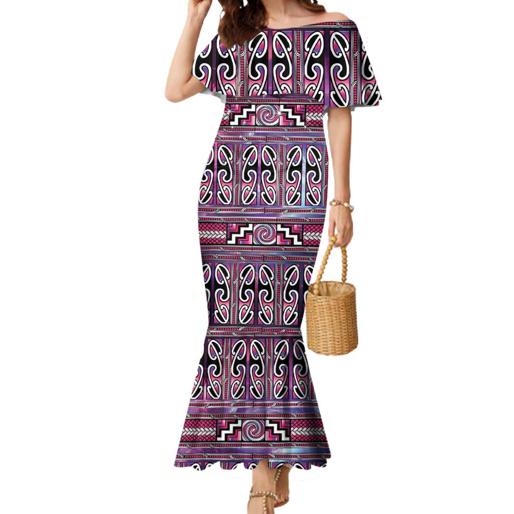 Maori Matariki Mermaid Dress Pink Galaxy Aesthetic Koru Art