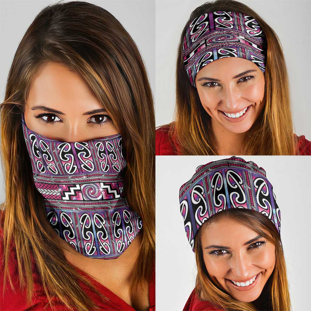 Maori Matariki Neck Gaiter Pink Galaxy Aesthetic Koru Art