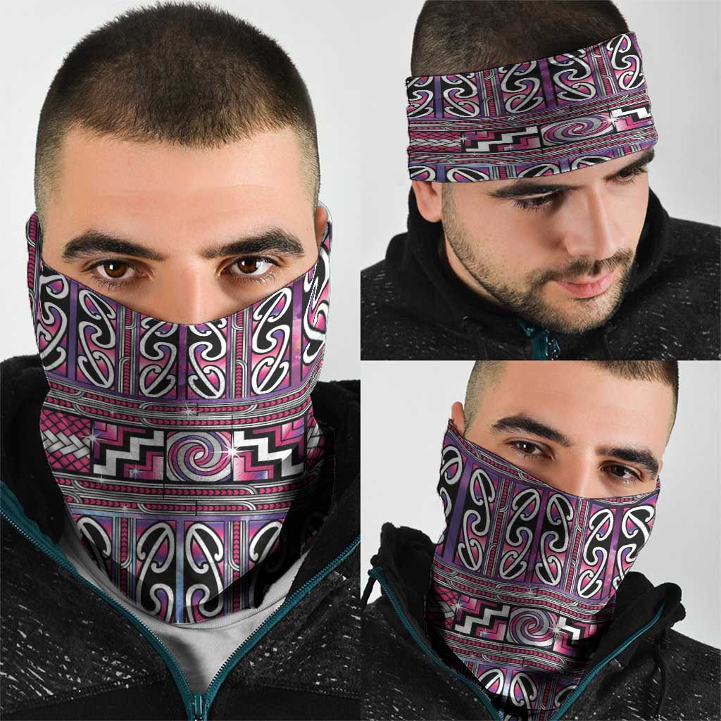 Maori Matariki Neck Gaiter Pink Galaxy Aesthetic Koru Art