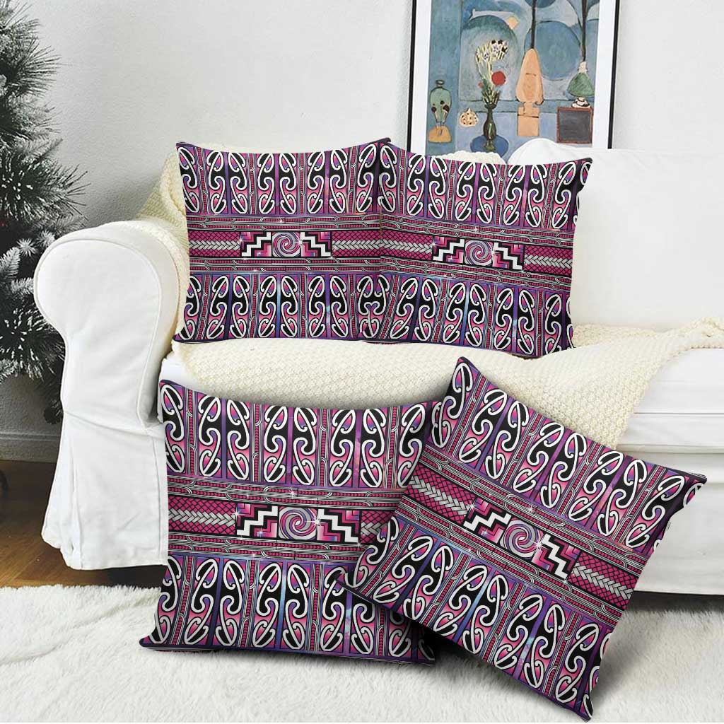 Maori Matariki Pillow Cover Pink Galaxy Aesthetic Koru Art LT01 - Polynesian Pride