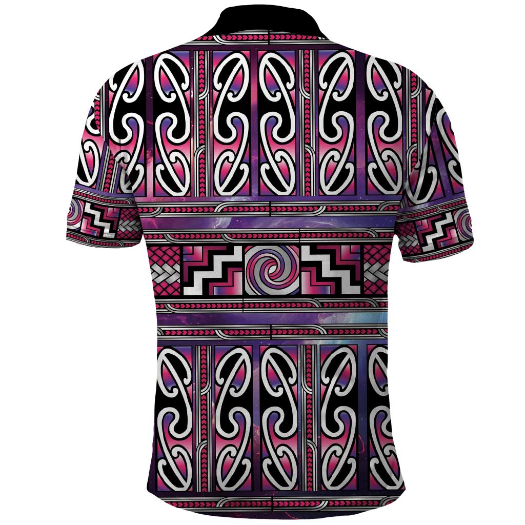 Maori Matariki Polo Shirt Pink Galaxy Aesthetic Koru Art LT01 - Polynesian Pride